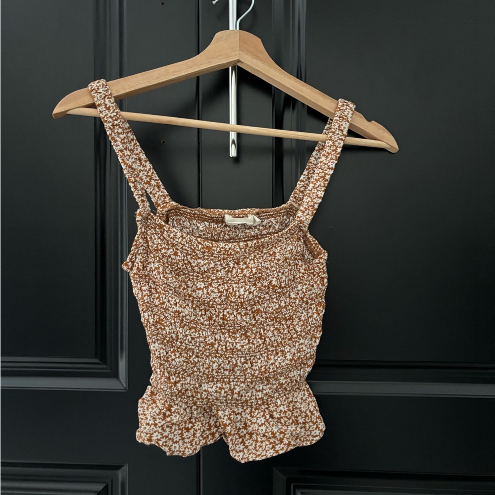 Chic Brown Rust Floral Blouse